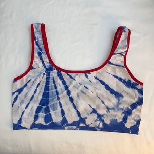RED WHITE BLUE TIE DYE COLSIE TARGET SPORTS BRA SIZE XL